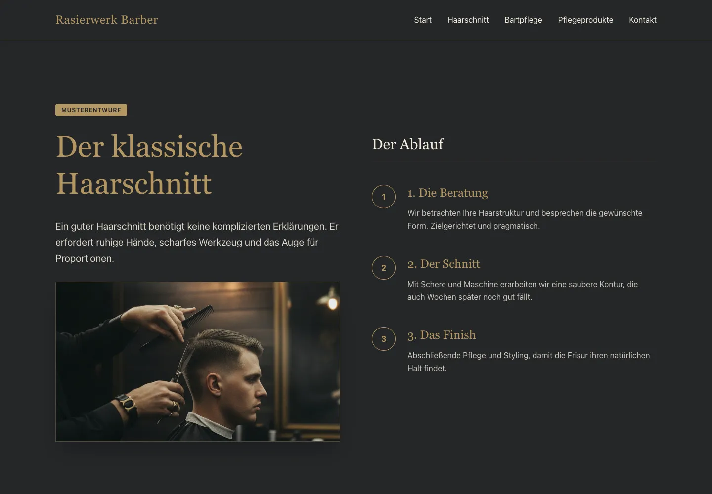 Rasierwerk Barber: Unterseite Der klassische Haarschnitt