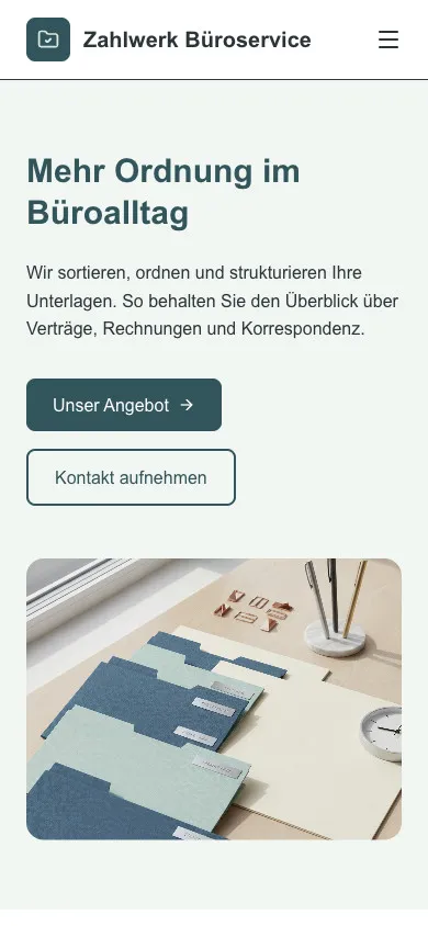 Zahlwerk Büroservice auf dem Smartphone