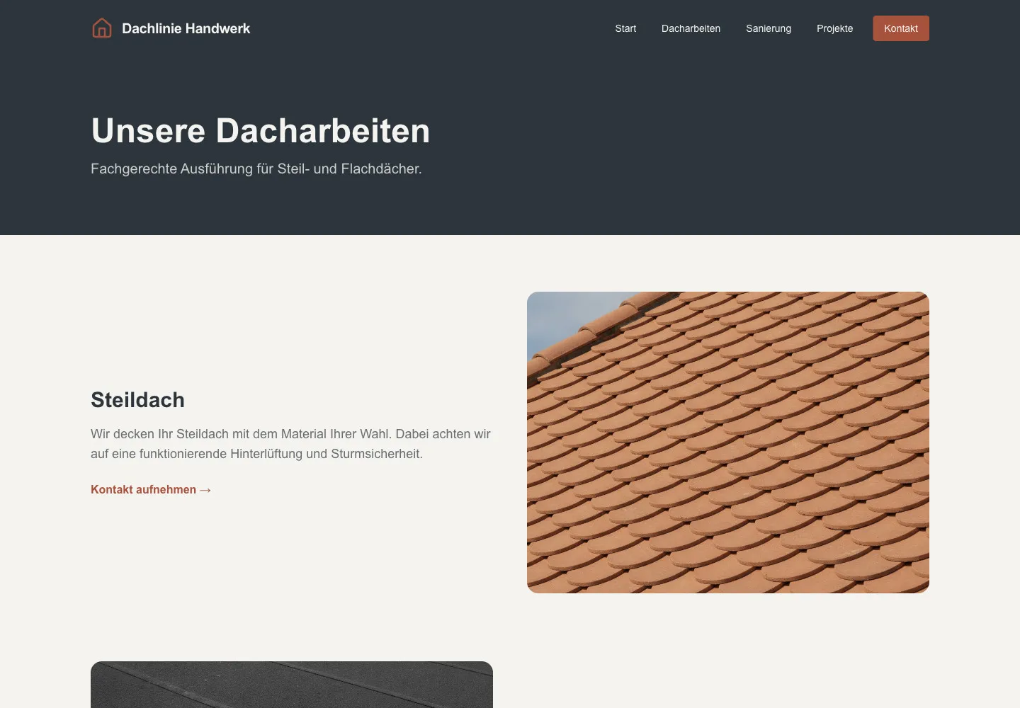 Dachlinie Handwerk: Unterseite Unsere Dacharbeiten