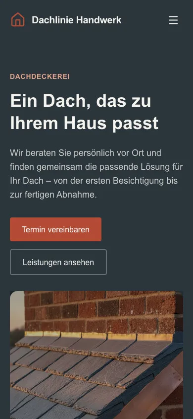 Dachlinie Handwerk auf dem Smartphone