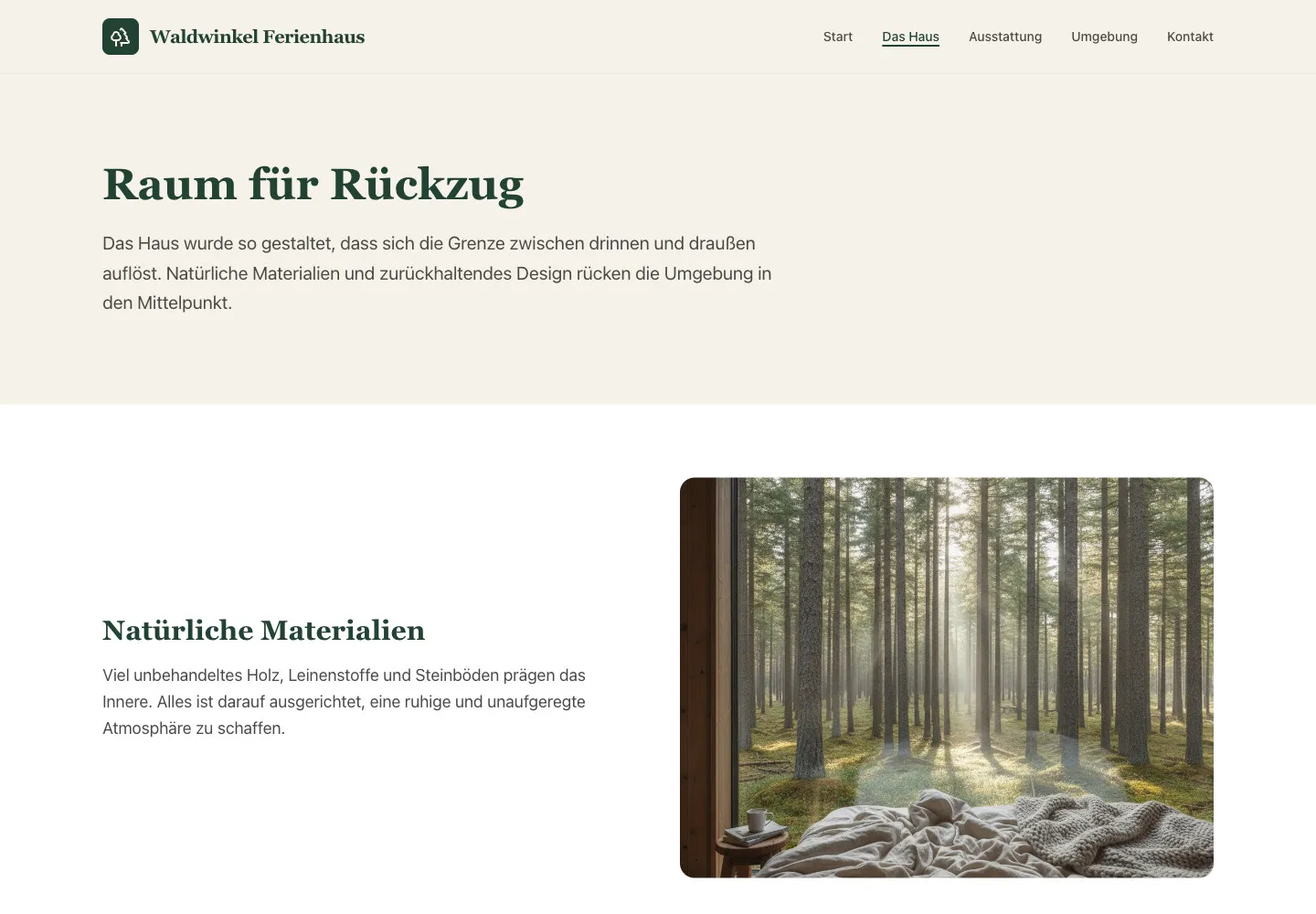 Waldwinkel Ferienhaus: Unterseite Raum für Rückzug