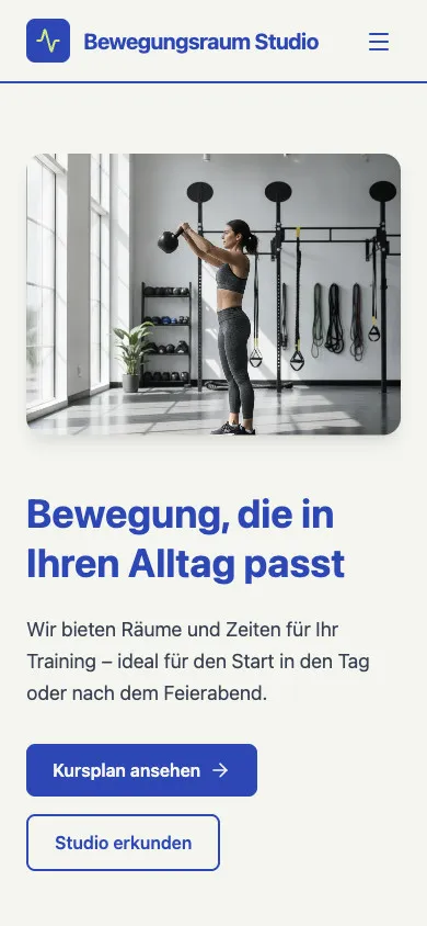 Bewegungsraum Studio auf dem Smartphone