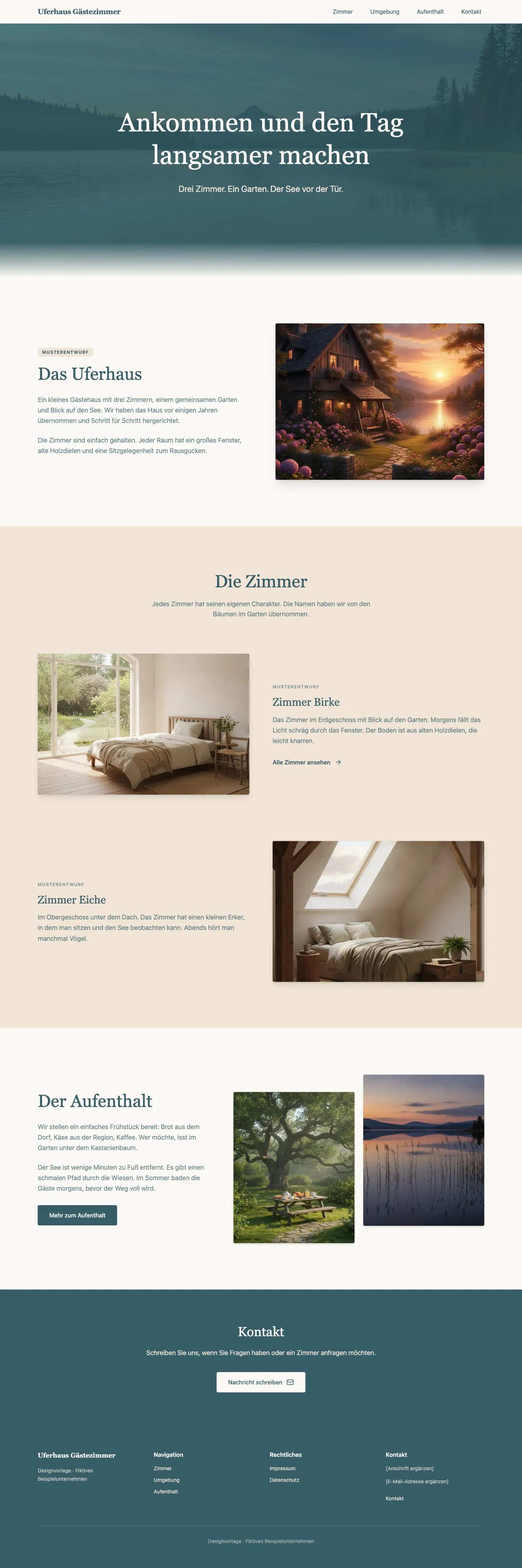 Uferhaus Gästezimmer: Website-Vorlage für kleine Hotels und Gästehäuser