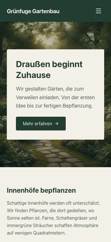 Grünfuge Gartenbau auf dem Smartphone