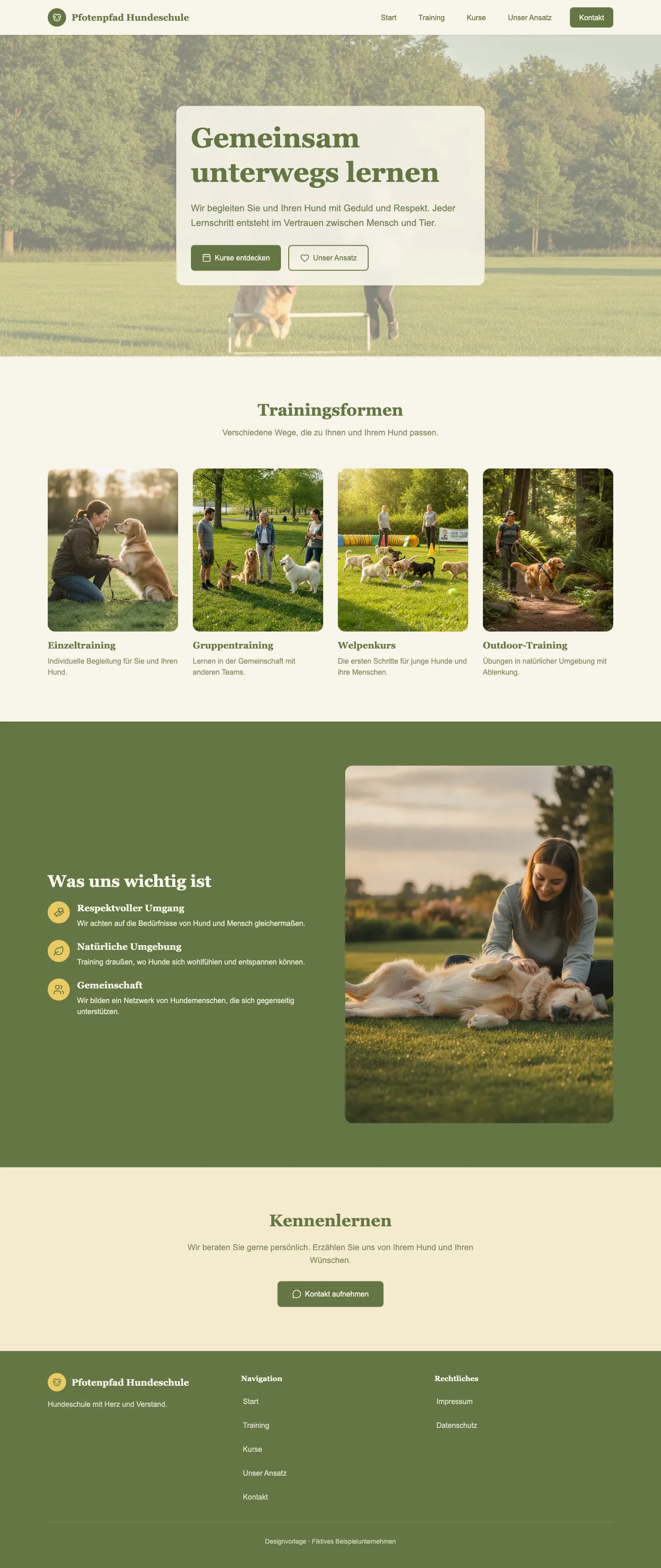 Pfotenpfad Hundeschule: Website-Vorlage für Hundeschulen