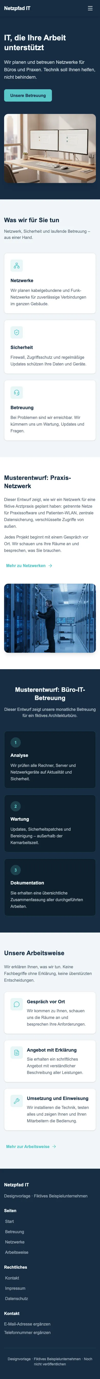 Mobile Startseite von Netzpfad IT