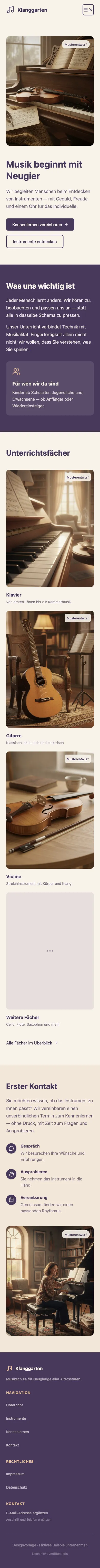 Mobile Startseite von Klanggarten Musikschule