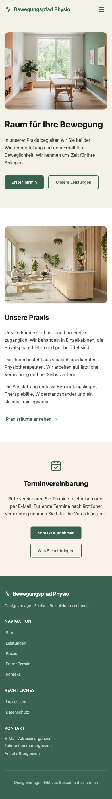 Mobile Startseite von Bewegungspfad Physio