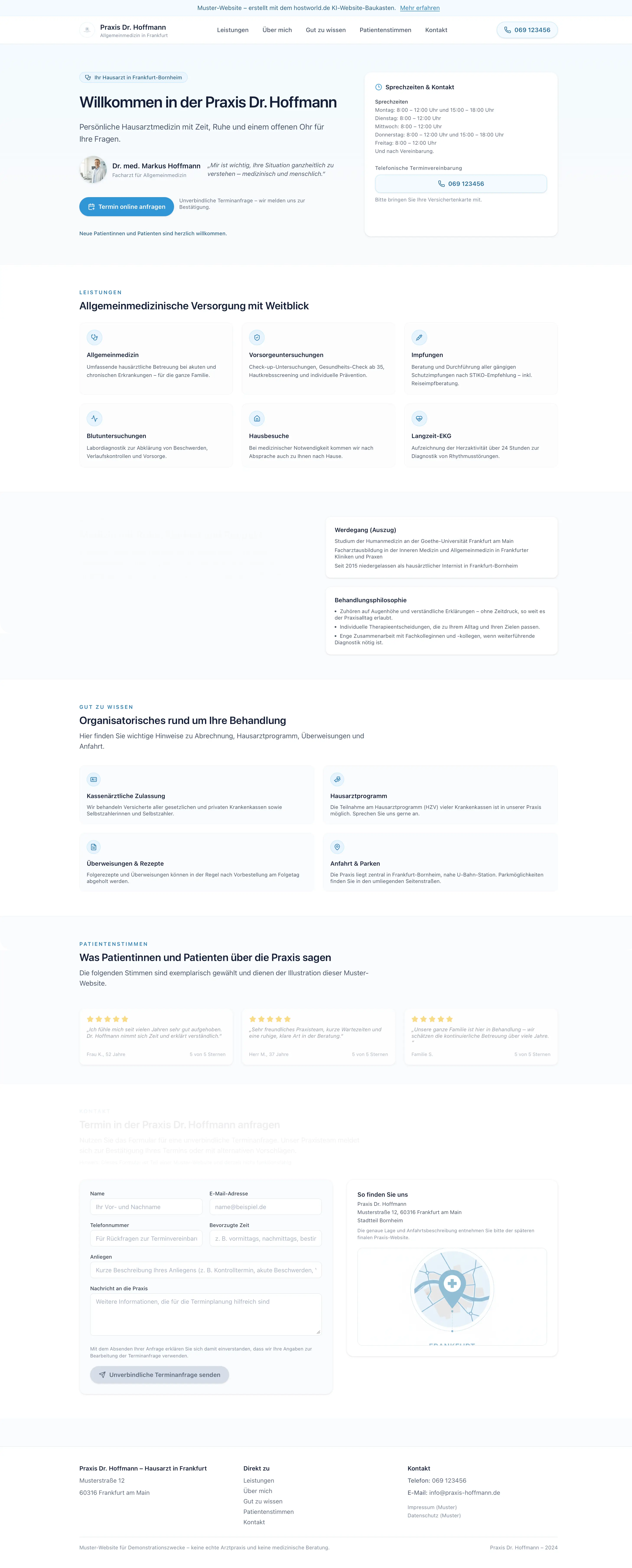 Praxis Dr. Hoffmann FFM – Beispiel-Website aus dem Baukasten